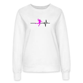 HANDBALL PLAYER HEARTBEAT PINK HANDBALL ADRENALINE - Women’s Sweatshirt - white - Front - AI Model Female 172 dark (172cm)