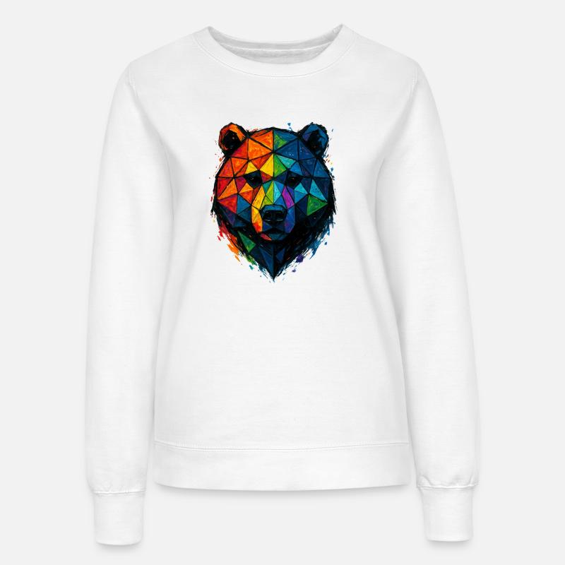 Farverig popkunst lavpoly bjørn - Sweatshirt til damer - hvid