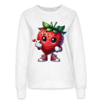 Erdbeere Herzhand - Frauen Sweatshirt - Weiß - Vorne - AI Model Female 172 dark (172cm)