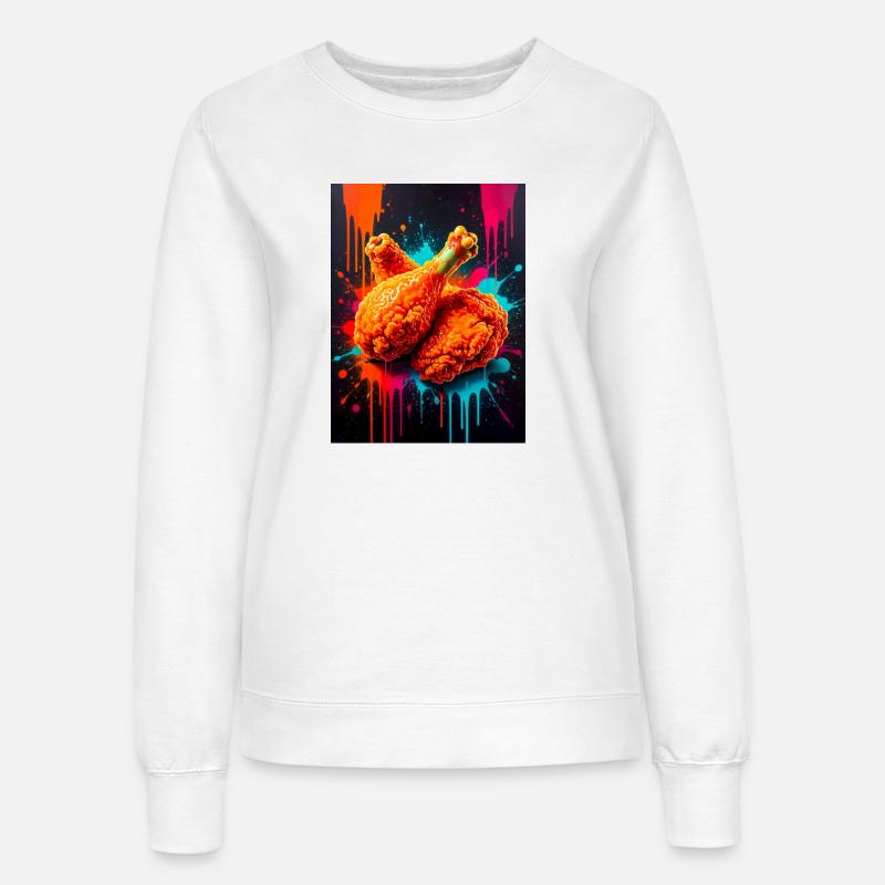Golden fried chicken bursting through waves - Women’s Sweatshirt - white