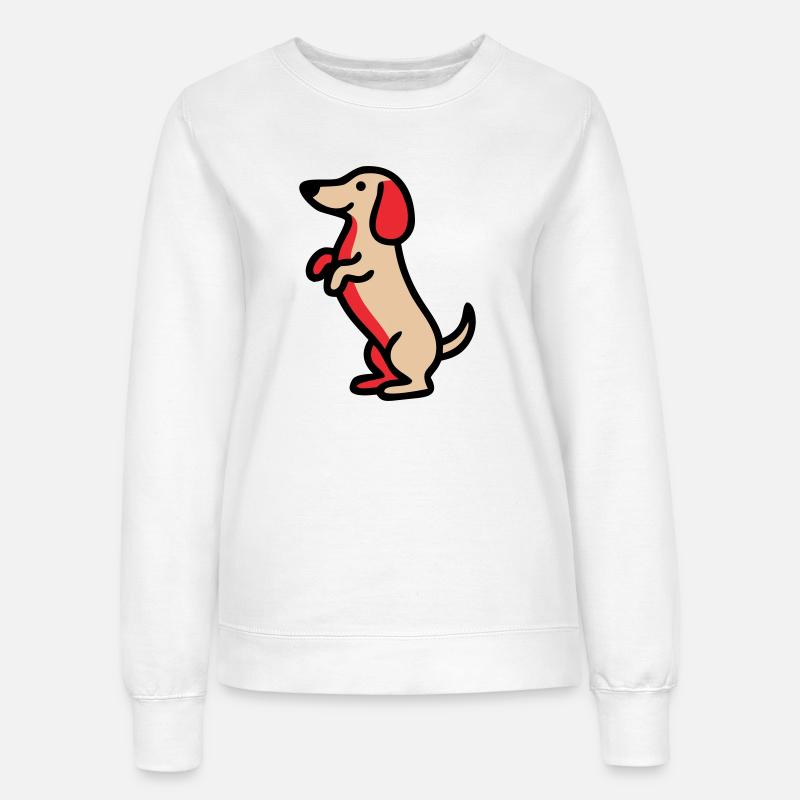 Süßer Dackel Hund Männchen Comic - Frauen Sweatshirt - Weiß