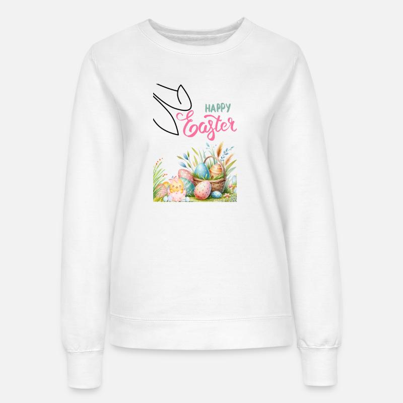 Pastel Easter Basket and Eggs - Women’s Sweatshirt - white