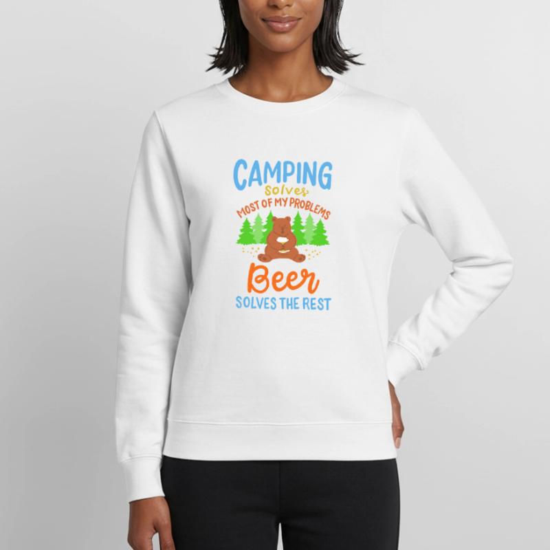 Funny Camping Bear Beer Solves Problems Art Women’s Sweatshirt