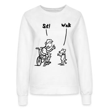 Setzen Sie sich hin und gehen Sie. Rollstuhl- und Hundehumor # - Frauen Sweatshirt - Weiß - Vorne - AI Model Female 172 dark (172cm)