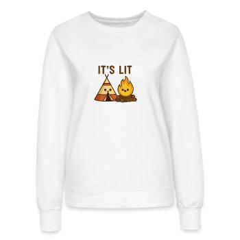 It’s Lit – Lagerfeuer mit Humor - Frauen Sweatshirt - Weiß - Vorne - AI Model Female 172 dark (172cm)