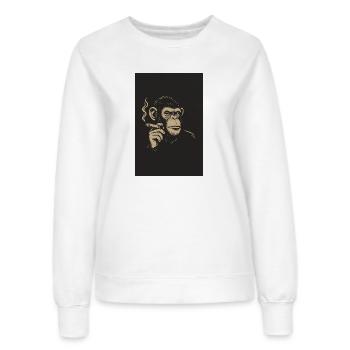 Monkey with Cigars Art Print - Women’s Sweatshirt - white - Front - AI Model Female 172 dark (172cm)