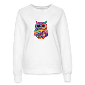 Patchwork Eulenzauber - Frauen Sweatshirt - Weiß - Vorne - AI Model Female 172 dark (172cm)