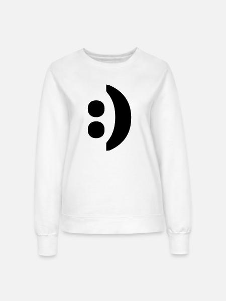 Doppelpunkt-Anführungszeichen-Smiley - Frauen Sweatshirt - Weiß