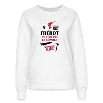 Frère Frangin Frere Naissance Bébé Frérot - Sweat Femme - blanc - Devant - AI Model Female 172 dark (172cm)