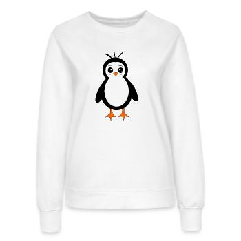 Pinguin Vogel Gesicht Augen cute - Frauen Sweatshirt - Weiß - Vorne - AI Model Female 172 dark (172cm)
