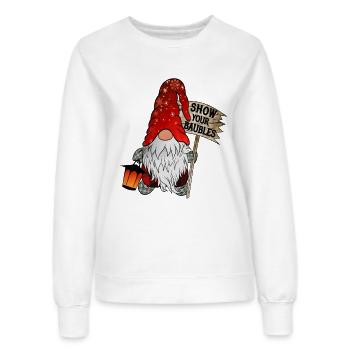 GNOME DE NOËL MONTREZ VOS BOULES DE NOËL - Sweat Femme - blanc - Devant - AI Model Female 172 dark (172cm)