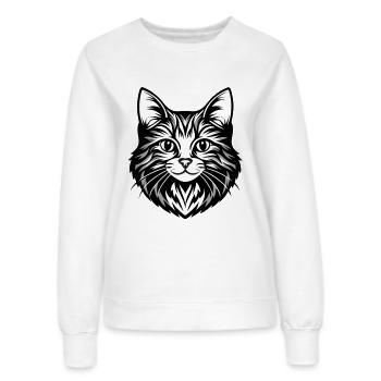 Illustration complexe de visage de chat - Sweat Femme - blanc - Devant - AI Model Female 172 dark (172cm)
