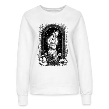 Bohemian Boho Hase Hasenmotiv Frühling Cottagecore - Frauen Sweatshirt - Weiß - Vorne - AI Model Female 172 dark (172cm)