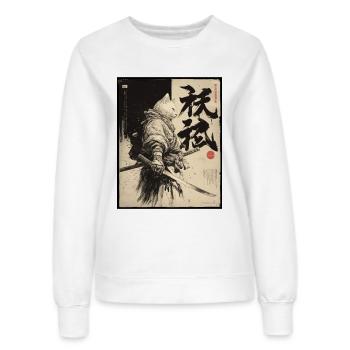 Chat samouraï, guerrier et combattant japonais - Sweat Femme - blanc - Devant - AI Model Female 172 dark (172cm)