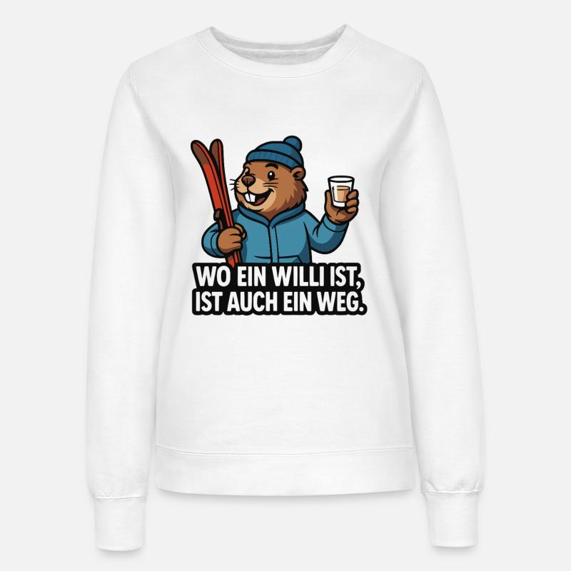 Ski Murmeltier Willi Spruch - Frauen Sweatshirt - Weiß