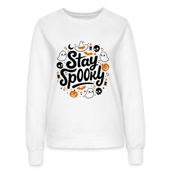 Halloween Stay Spooky - Silhouette Orange Noir - Sweat Femme - blanc - Devant - AI Model Female 172 dark (172cm)