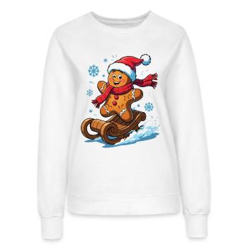 Lebkuchenmann auf dem Schlitten - Frauen Sweatshirt - Weiß - Vorne - AI Model Female 172 dark (172cm)