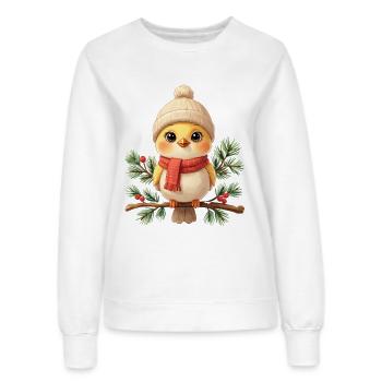Poussin d’hiver sur une branche de sapin - Sweat Femme - blanc - Devant - AI Model Female 172 dark (172cm)