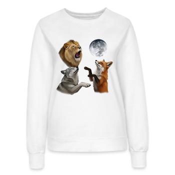 Wolf Fuchs und Löwe heulen auf den Mond Tiere - Frauen Sweatshirt - Weiß - Vorne - AI Model Female 172 dark (172cm)
