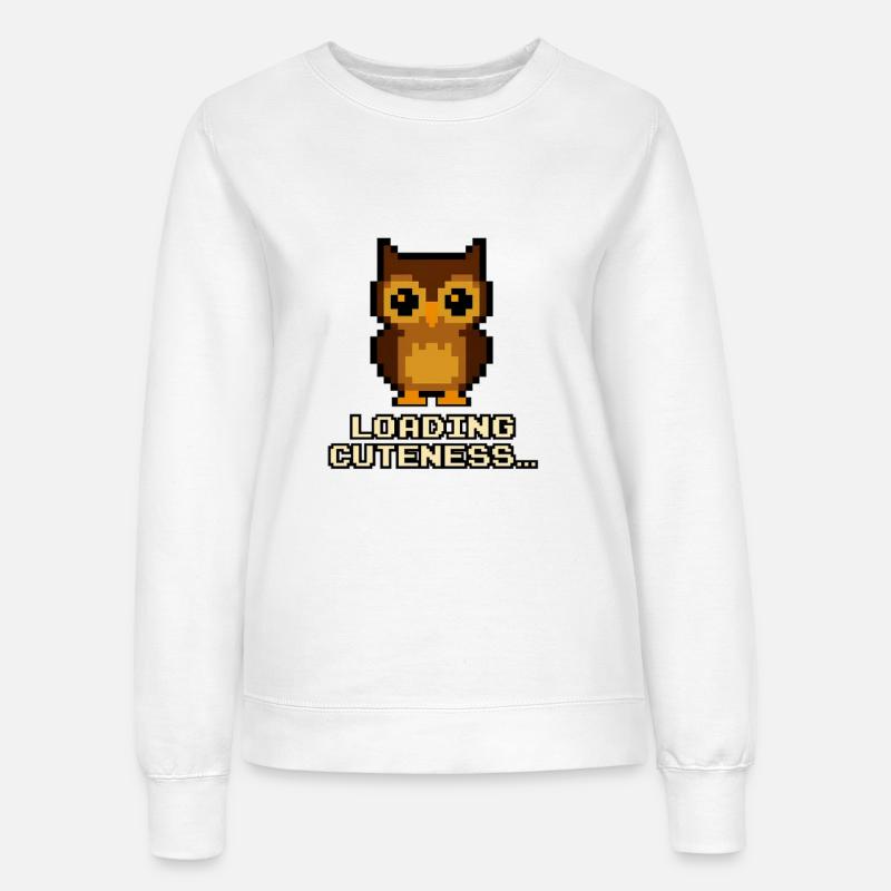 Pixel Eulen Loading Cuteness - Frauen Sweatshirt - Weiß
