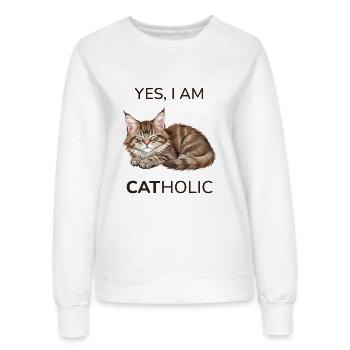 Yes I Am Catholic - Sweat Femme - blanc - Devant - AI Model Female 172 dark (172cm)