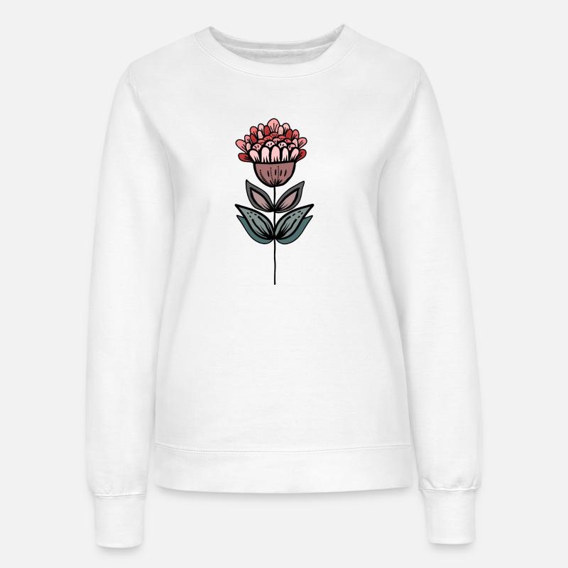 Handgezeichnete Blütenoase - Frauen Sweatshirt - Weiß