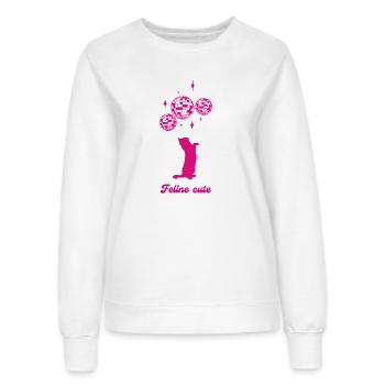 Felin cute - Sweat Femme - blanc - Devant - AI Model Female 172 dark (172cm)