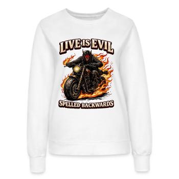 La vie est maléfique à l’envers - Sweat Femme - blanc - Devant - AI Model Female 172 dark (172cm)