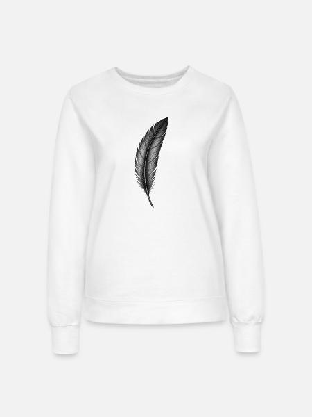 Schwarze Feder Kunstdruck - Frauen Sweatshirt - Weiß