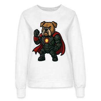 Bouledogue super-héros blindé avec cape dessin animé - Sweat Femme - blanc - Devant - AI Model Female 172 dark (172cm)