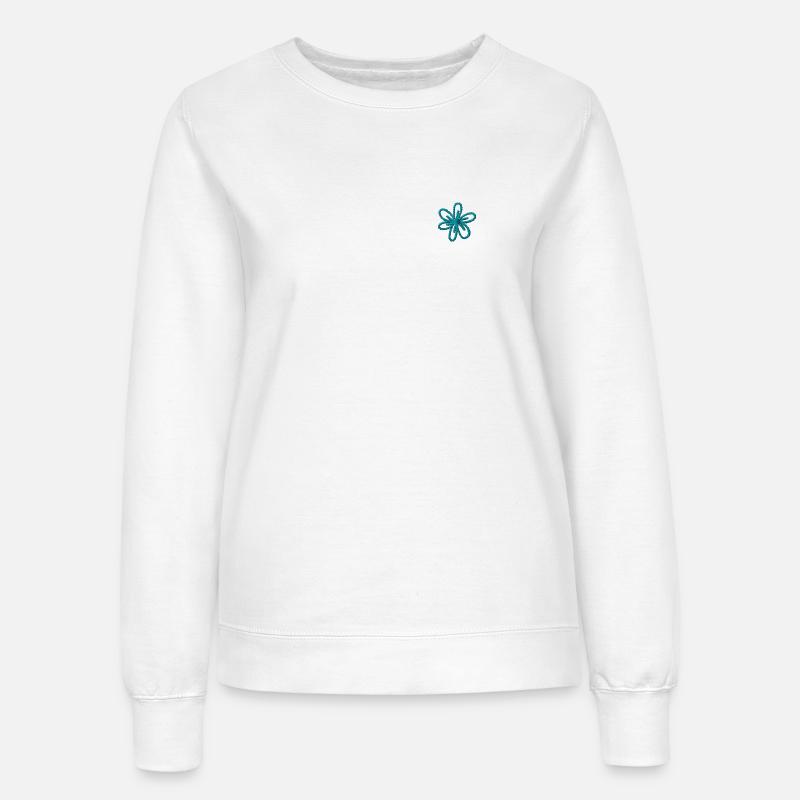 Blomst broderet - Sweatshirt til damer - hvid