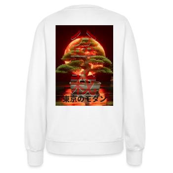 Bonsai Red Suns Japanese Writing Sign - Women’s Sweatshirt - white - Back - AI Model Female 172 dark (172cm)