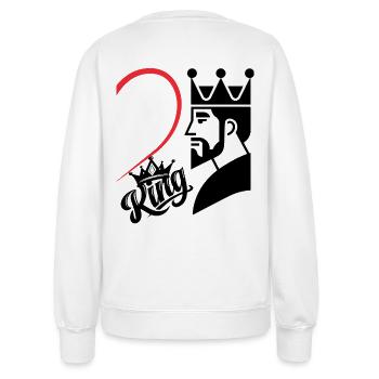 Ein König mit einem Herz und einer Inschrift auf der rechten Seite - Frauen Sweatshirt - Weiß - Hinten - AI Model Female 172 dark (172cm)