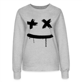face happy minimal halloween skater street art fun - Frauen Sweatshirt - Grau meliert - Vorne - AI Model Female 172 dark (172cm)