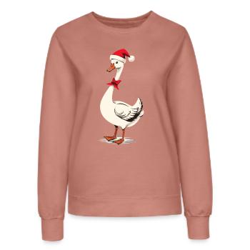 Oie festive avec chapeau de père Noël - Sweat Femme - rose poudré - Devant - AI Model Female 172 dark (172cm)