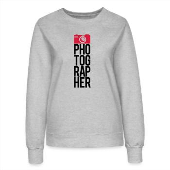 Logo du texte photographe - Sweat Femme - gris chiné - Devant - AI Model Female 172 dark (172cm)