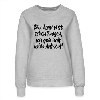 Kannst fragen - Frauen Sweatshirt - Grau meliert - Vorne - AI Model Female 172 dark (172cm)