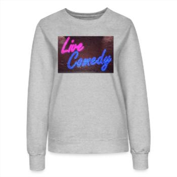 Leuchtreklame Live Comedy an Ziegelsteinmauer - Frauen Sweatshirt - Grau meliert - Vorne - AI Model Female 172 dark (172cm)