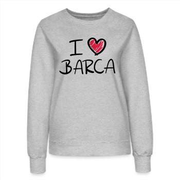 i_love_barca__f2 - Sweat Femme - gris chiné - Devant - AI Model Female 172 dark (172cm)