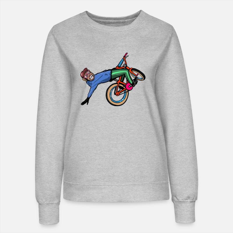 Bicycle Wheelie Chimpanzee - Women’s Sweatshirt - heather grey