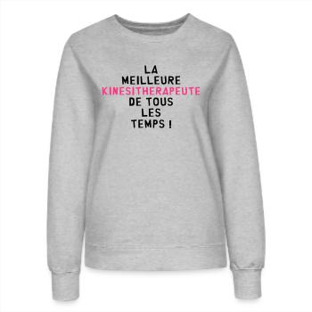 Kiné / Kinesitherapeute / Kinésithérapie / Masseur - Sweat Femme - gris chiné - Devant - AI Model Female 172 dark (172cm)
