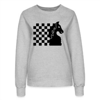 schach_pferd_b_1c - Sweat Femme - gris chiné - Devant - AI Model Female 172 dark (172cm)