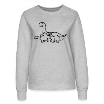 stegosaurus à long cou 3 amis équipe couple tricér - Sweat Femme - gris chiné - Devant - AI Model Female 172 dark (172cm)