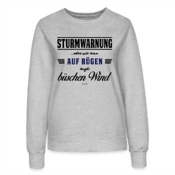 Sturmwarnung Rügen - büschen Wind - Frauen Sweatshirt - Grau meliert - Vorne - AI Model Female 172 dark (172cm)