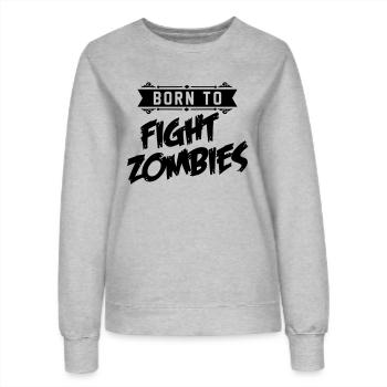 Born to fight Zombies - Halloween - baby Kostüm - Frauen Sweatshirt - Grau meliert - Vorne - AI Model Female 172 dark (172cm)