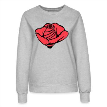 Hübsche Schöne Rose Blüte Blatt Röschen Romantisch - Frauen Sweatshirt - Grau meliert - Vorne - AI Model Female 172 dark (172cm)