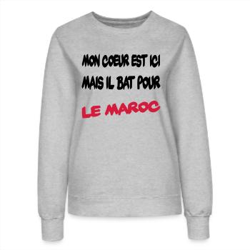 Mon coeur bat pour le Maroc - Sweat Femme - gris chiné - Devant - AI Model Female 172 dark (172cm)