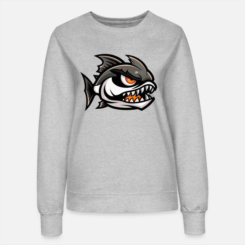 Piranha Fish Comic - Women’s Sweatshirt - heather grey