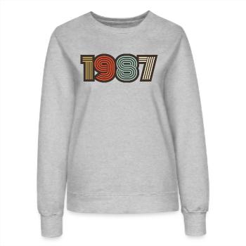 1987 Retro Jahrgang - Frauen Sweatshirt - Grau meliert - Vorne - AI Model Female 172 dark (172cm)