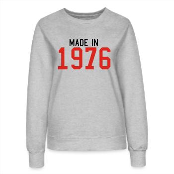 1976 - Frauen Sweatshirt - Grau meliert - Vorne - AI Model Female 172 dark (172cm)